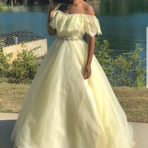 lemon yellow prom dress